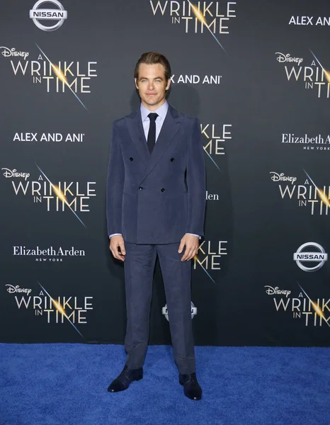 Ator Chris Pine Estréia Los Angeles Wrinkle Time Realizada Capitan — Fotografia de Stock