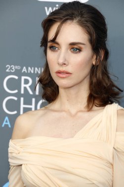 aktris Alison Brie, 23 yıllık Critics'Choice Awards Santa Monica, ABD Barker hangarda 11 Ocak 2018 düzenlenen.