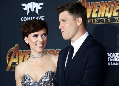 Disney ve Marvel'ın galasında oyuncuları Scarlett Johansson ve Colin Jost ' Avengers: sonsuz savaş ' Hollywood, ABD El Capitan Tiyatrosunda düzenlenen 23 Nisan 2018.