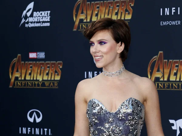 Atriz Scarlett Johansson Estreia Avengers Infinity War Disney Marvel Realizada — Fotografia de Stock