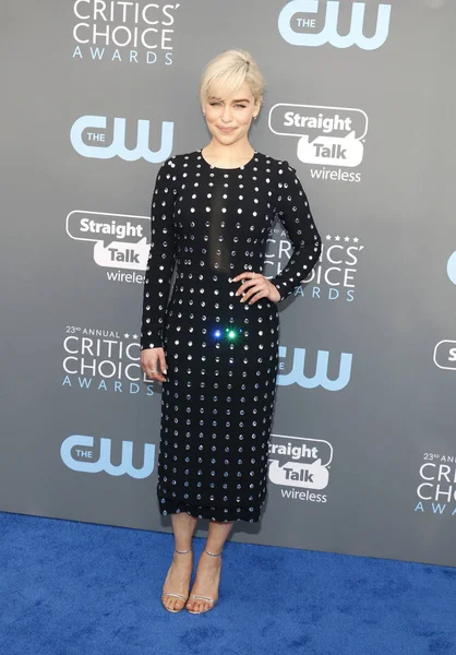 Herečka Emilia Clarke Roční Critics Choice Awards Konalo Hangáru Barker — Stock fotografie