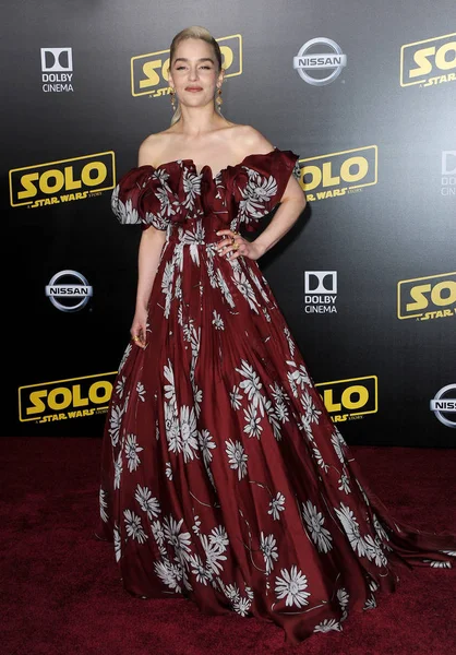 Actrice Emilia Clarke Première Disney Pictures Lucasfilm Solo Star Wars — Photo