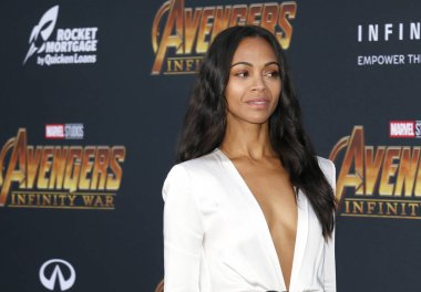 sinema oyuncusu Zoe Saldana Disney ve Marvel'ın galasında ' Avengers: sonsuz savaş ' Hollywood, ABD El Capitan Tiyatrosunda düzenlenen 23 Nisan 2018.