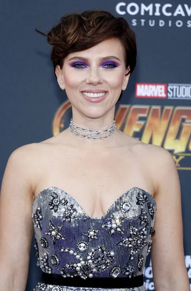 Actriz Scarlett Johansson Estreno Disney Marvel Avengers Infinity War Celebrado — Foto de Stock