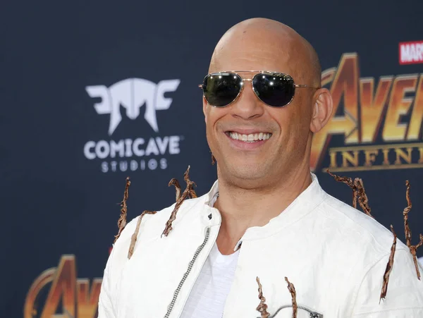 Actor Vin Diesel at the premiere of Disney and Marvel's 'Avengers: Infinity War' held at the El Capitan Theatre in Hollywood, USA on April 23, 2018. — Stock Image Actor Vin Diesel Premiere Disney Marvel Avengers Infinity War Held Royalty Free Stock Photos