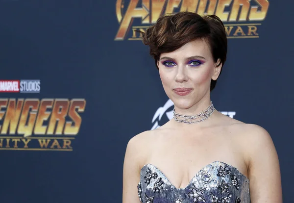 Atriz Scarlett Johansson Estreia Avengers Infinity War Disney Marvel Realizada — Fotografia de Stock