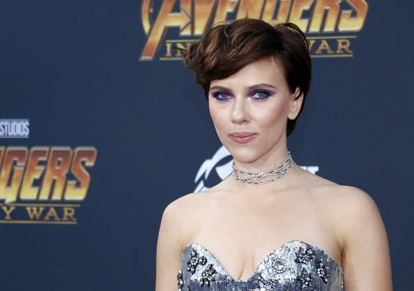 Atriz Scarlett Johansson Estreia Avengers Infinity War Disney Marvel Realizada — Fotografia de Stock