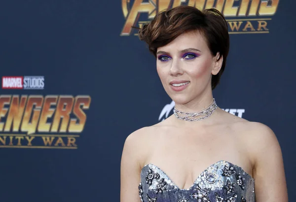 Atriz Scarlett Johansson Estreia Avengers Infinity War Disney Marvel Realizada — Fotografia de Stock
