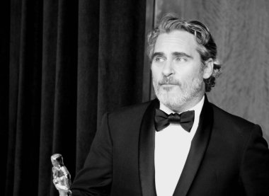 Aktör Joaquin Phoenix 92. akademi ödüllerinde - 9 Şubat 2020 'de Hollywood Dolby Tiyatrosu' nda basın odası.