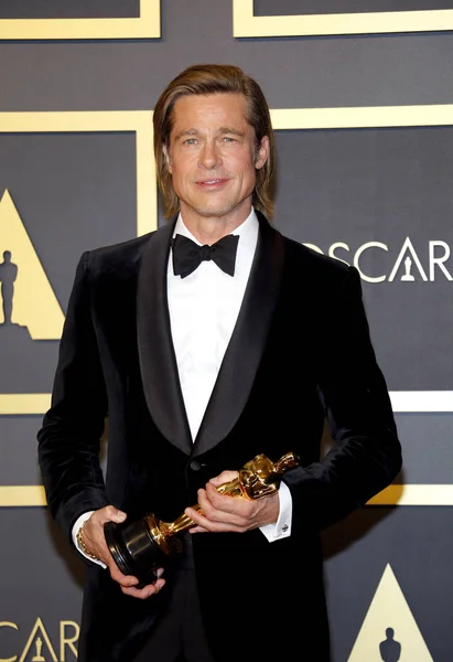 Brad Pitt Színész Oscar Díjátadón Sajtószoba Dolby Színházban Hollywoodban Usa — Stock Fotó