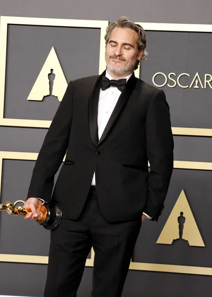 俳優ジョアキン フェニックスが第92回アカデミー賞を受賞 プレスルーム2020年2月9日 アメリカ ハリウッドのドルビー シアターで開催 — ストック写真