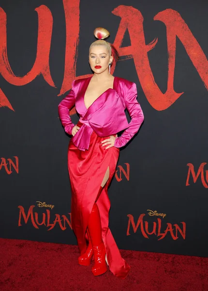 Christina Aguilera Światowej Premierze Disneya Mulan Która Odbyła Się Dolby — Zdjęcie stockowe