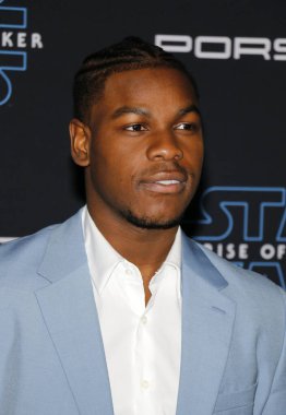 John Boyega Disney 'in Yıldız Savaşları' nın dünya prömiyerinde 16 Aralık 2019 'da Hollywood Dolby Tiyatrosu' nda düzenlendi..