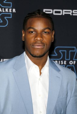John Boyega Disney 'in Yıldız Savaşları' nın dünya prömiyerinde 16 Aralık 2019 'da Hollywood Dolby Tiyatrosu' nda düzenlendi..