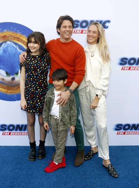 Edei James Marsden Première Sonic Hedgehog Paramount Theatre Los Angeles — Photo