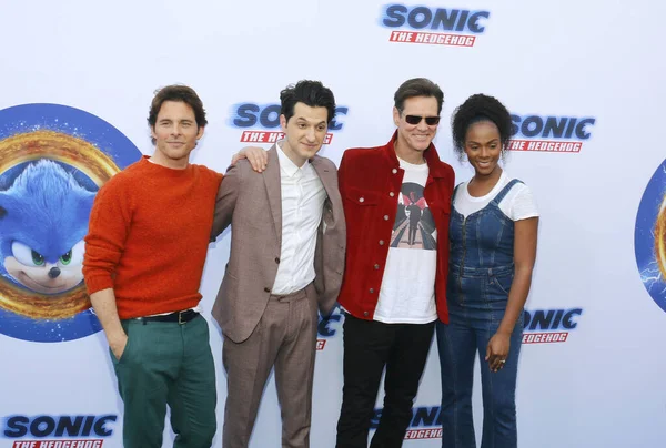 James Marsden Ben Schwartz Jim Carrey Tika Sumpter Première Sonic — Photo