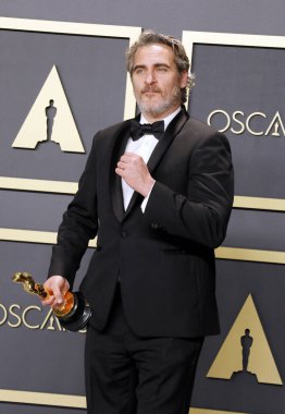 Aktör Joaquin Phoenix 92. akademi ödüllerinde - 9 Şubat 2020 'de Hollywood Dolby Tiyatrosu' nda basın odası.