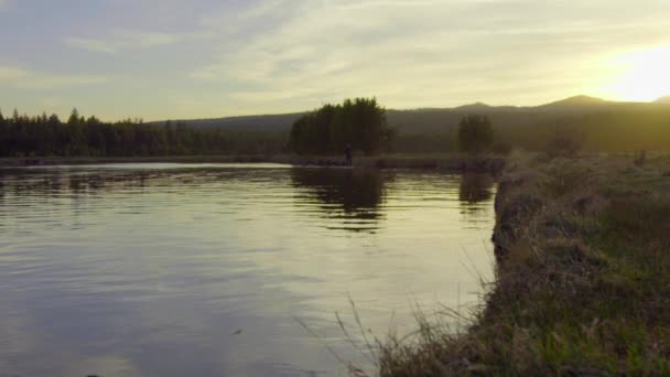 美しい川とパドルのボーダー — ストック動画