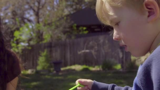 Φυσώντας φυσαλίδες αγόρι — Αρχείο Βίντεο