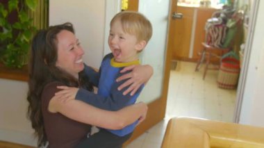 mother and son having fun 