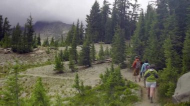 Dağlarda trekking yürüyüşçü