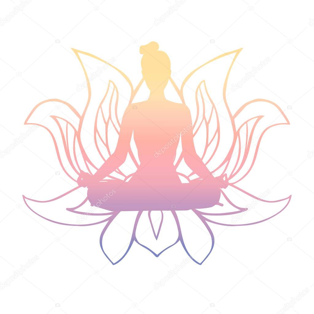 Download Vector Illustration Colourful Female Silhouette Yoga Pose ...