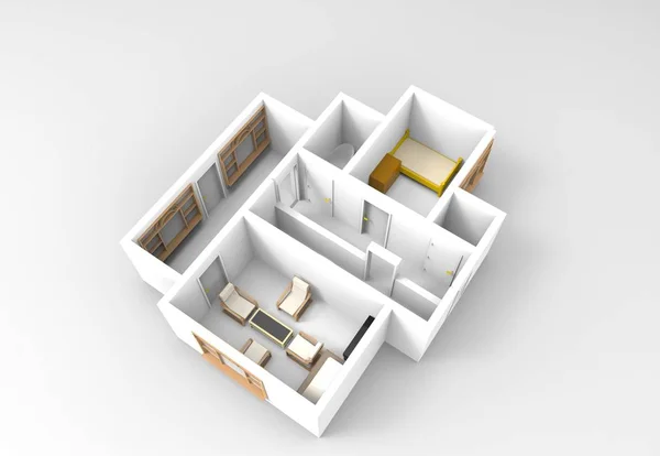 Квартира 3d концепції — стокове фото