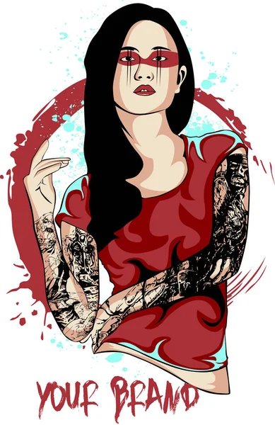 Bayan Tattooed illüstrasyon
