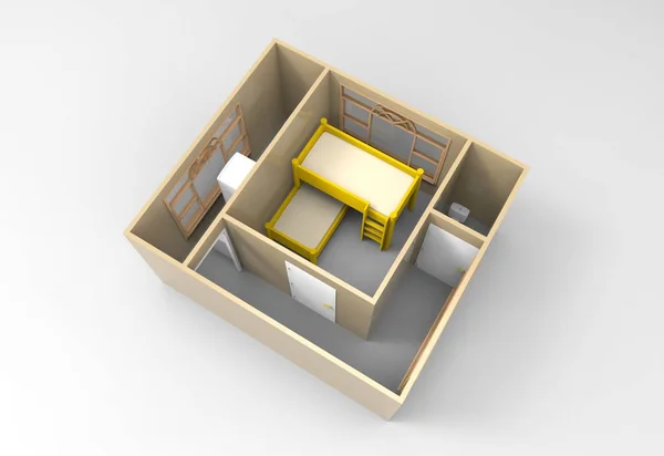 3D-rendering genom interiör — Stockfoto