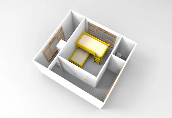 3D rendering wnętrz — Zdjęcie stockowe