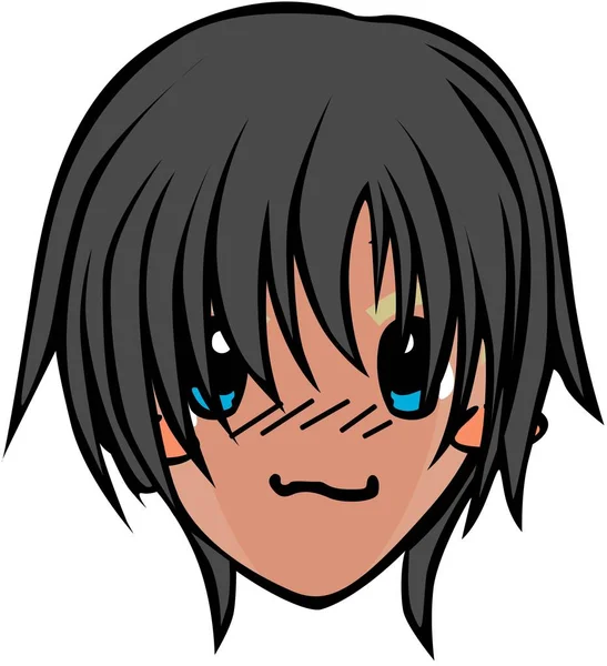 Vetores de Cara De Anime Triste Estilo Mangá Grandes Olhos Azuis Nariz  Pequeno E Boca Kawaii e mais imagens de Adolescente - iStock