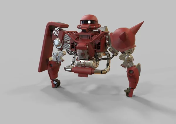 Sci-fi mech asker bir manzara arka plan üzerinde duruyor. Yeşil ve gri renk metal ile askeri fütüristik robot. Mech bir pilot tarafından kontrol ediliyor. Çizik metal zırh robotu. Mech Savaşı. 3d render — Stok fotoğraf