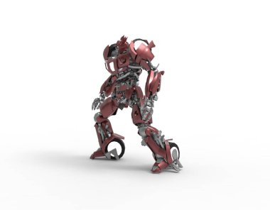 Sci-fi mech asker bir manzara arka plan üzerinde duruyor. Yeşil ve gri renk metal ile askeri fütüristik robot. Mech bir pilot tarafından kontrol ediliyor. Çizik metal zırh robotu. Mech Savaşı. 3d render
