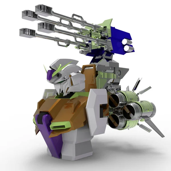 Sci Mecha Voják Stojící Pozadí Krajiny Vojenský Futuristický Robot Zelenou — Stock fotografie