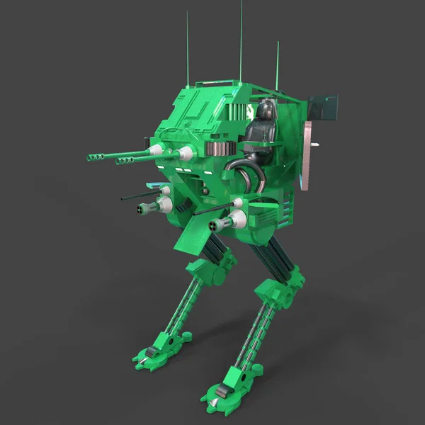 Science Fiction Mecha Soldat Stehend Militärische Futuristische Roboter Mecha Gesteuert — Stockfoto
