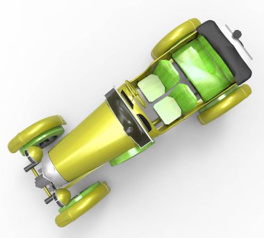 Beyaz arkaplandaki araba - 3d illüstrasyon