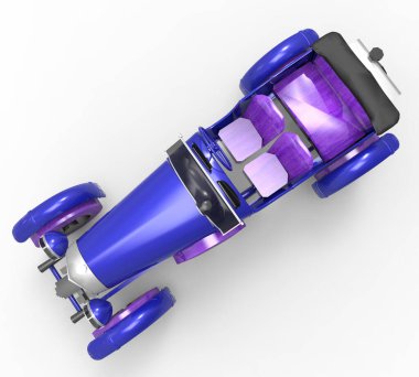 Beyaz arkaplandaki araba - 3d illüstrasyon