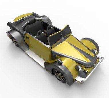 Beyaz arkaplandaki araba - 3d illüstrasyon