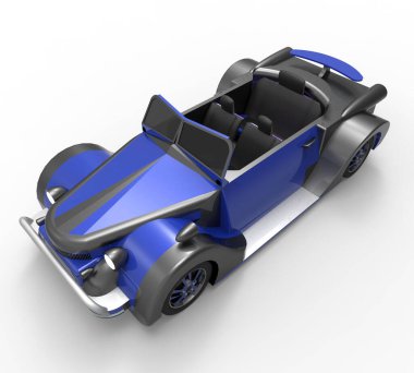 Beyaz arkaplandaki araba - 3d illüstrasyon