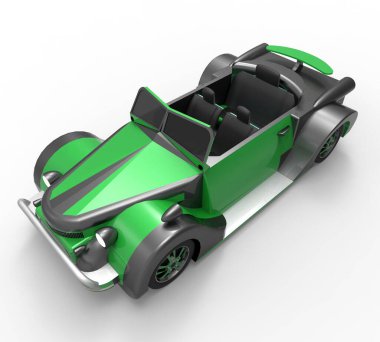 Beyaz arkaplandaki araba - 3d illüstrasyon