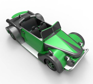 Beyaz arkaplandaki araba - 3d illüstrasyon