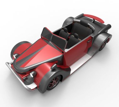 Beyaz arkaplandaki araba - 3d illüstrasyon