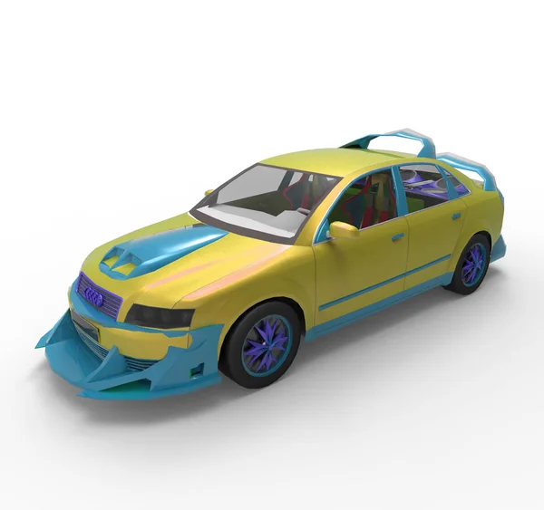白い背景の車 3Dイラスト — ストック写真