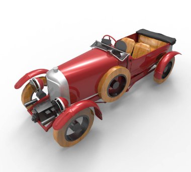 Beyaz arkaplandaki araba - 3d illüstrasyon