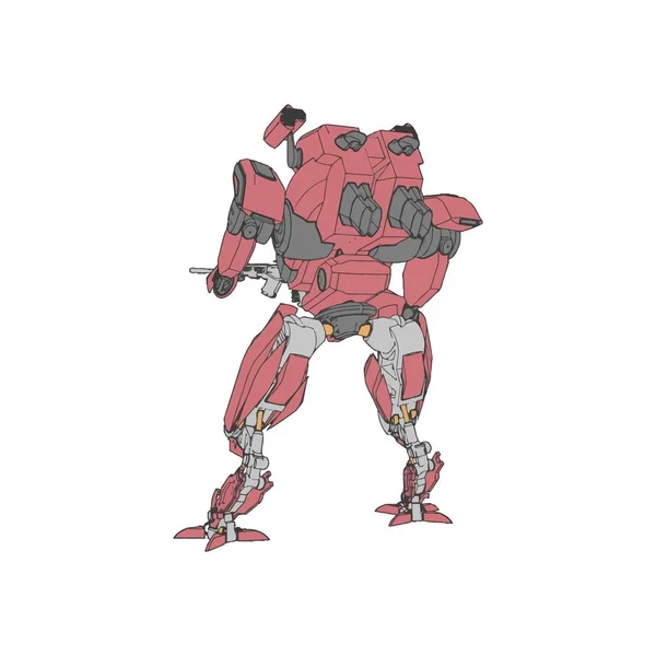 Sci-fi mecha soldier standing. Military futuristic robot. Mecha controlled by a pilot — 스톡 벡터