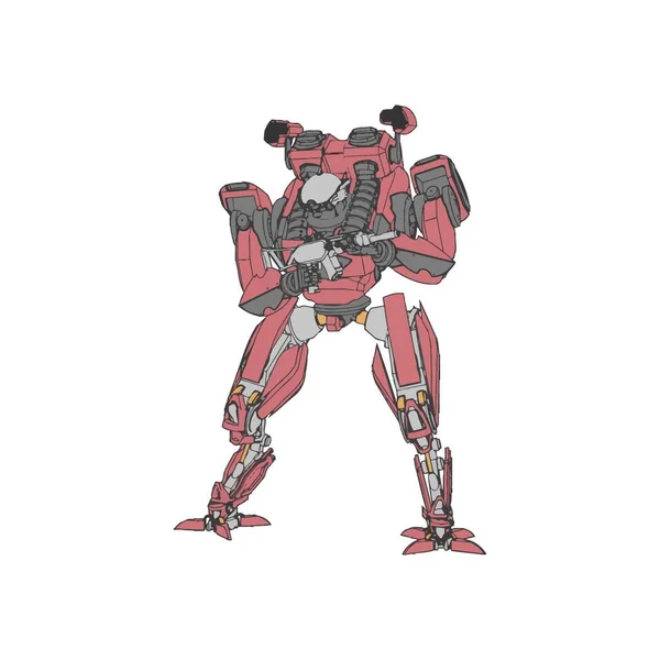 Sci-fi Mecha soldat stående. Militär futuristisk robot. Mecha styrd av en pilot — Stock vektor