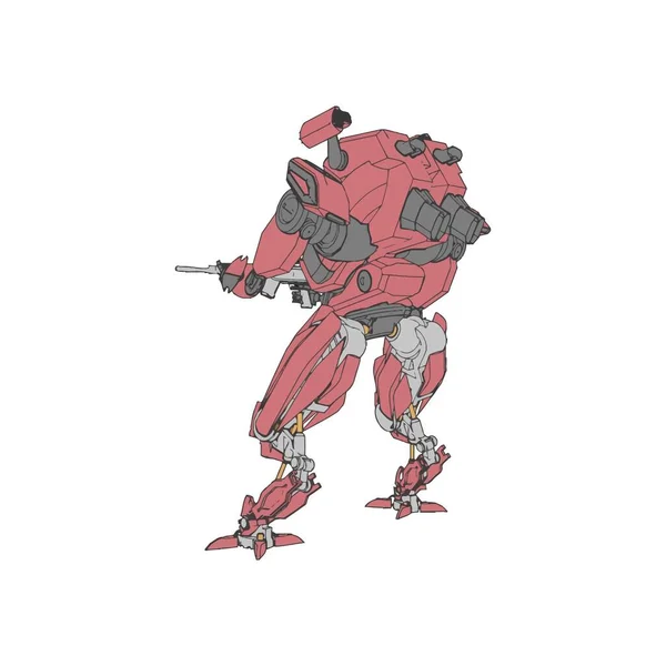 Sci-fi mecha soldier standing. Military futuristic robot. Mecha controlled by a pilot — 스톡 벡터