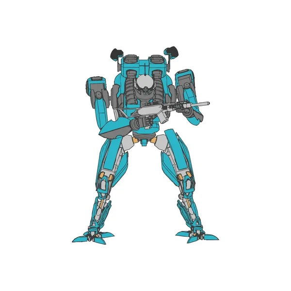 Sci-fi mecha katona áll. Katonai futurisztikus robot. Mecha egy pilóta irányítása alatt áll — Stock Vector