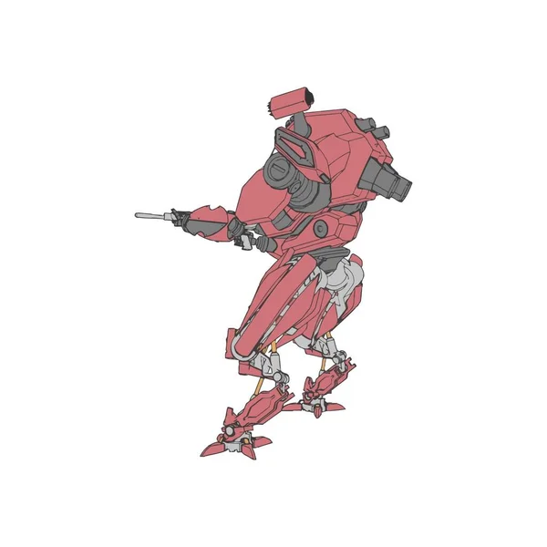 Soldado mecha de ficção científica em pé. Robô futurista militar. Mecha controlado por um piloto —  Vetores de Stock