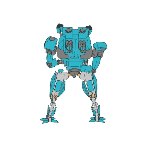 Sci-fi Mecha soldat stående. Militär futuristisk robot. Mecha styrd av en pilot — Stock vektor